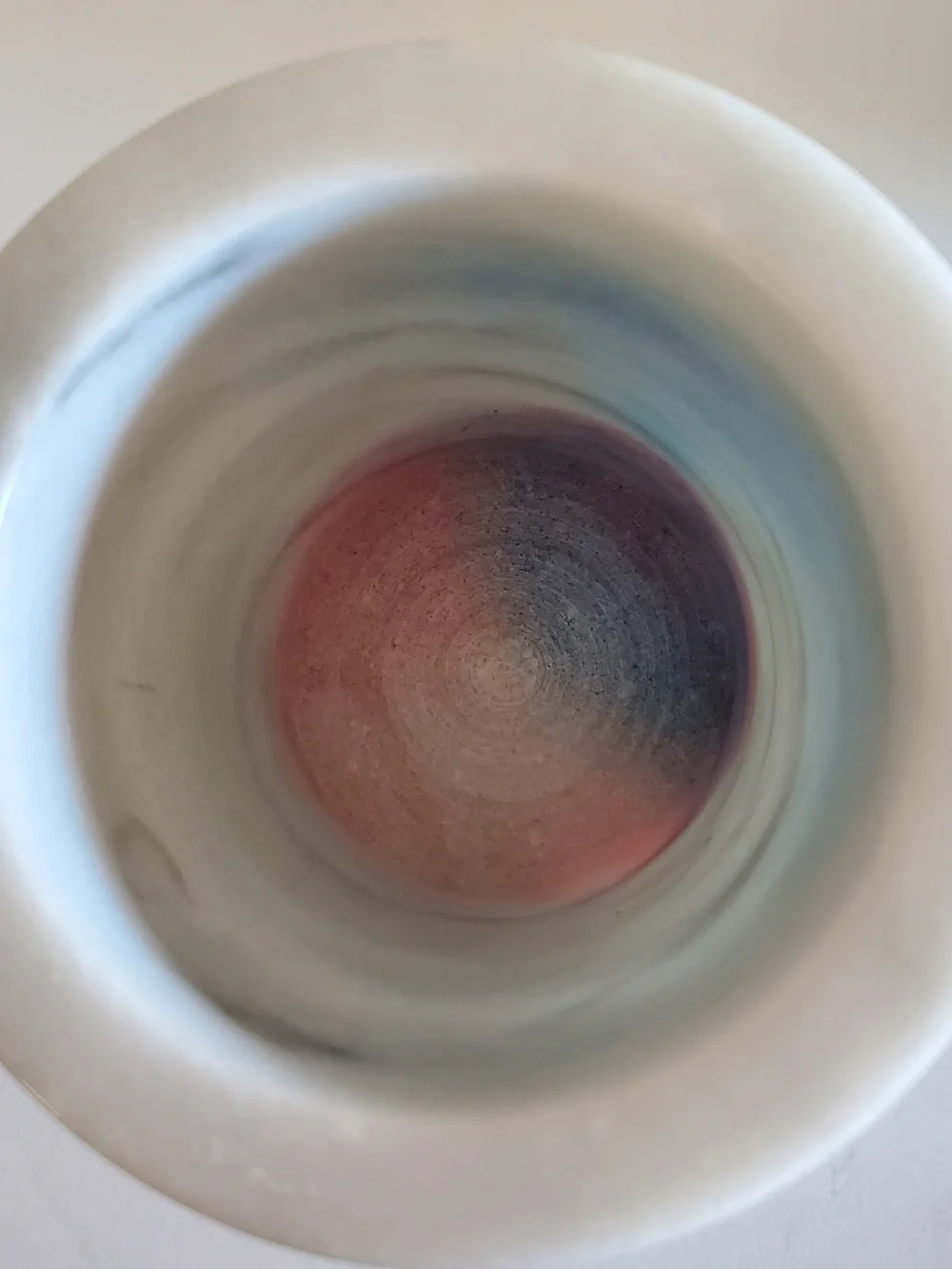 Handcrafted Blue and Pink Marble Decorative Cylinder - Home Art/ Wine Cooler